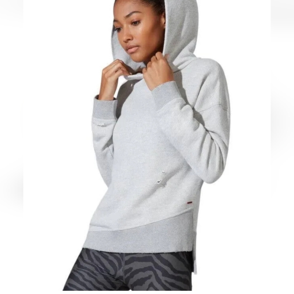n:Philanthropy Hoodie. Asymmetrical hem. Distressed details. Drop shoulders.